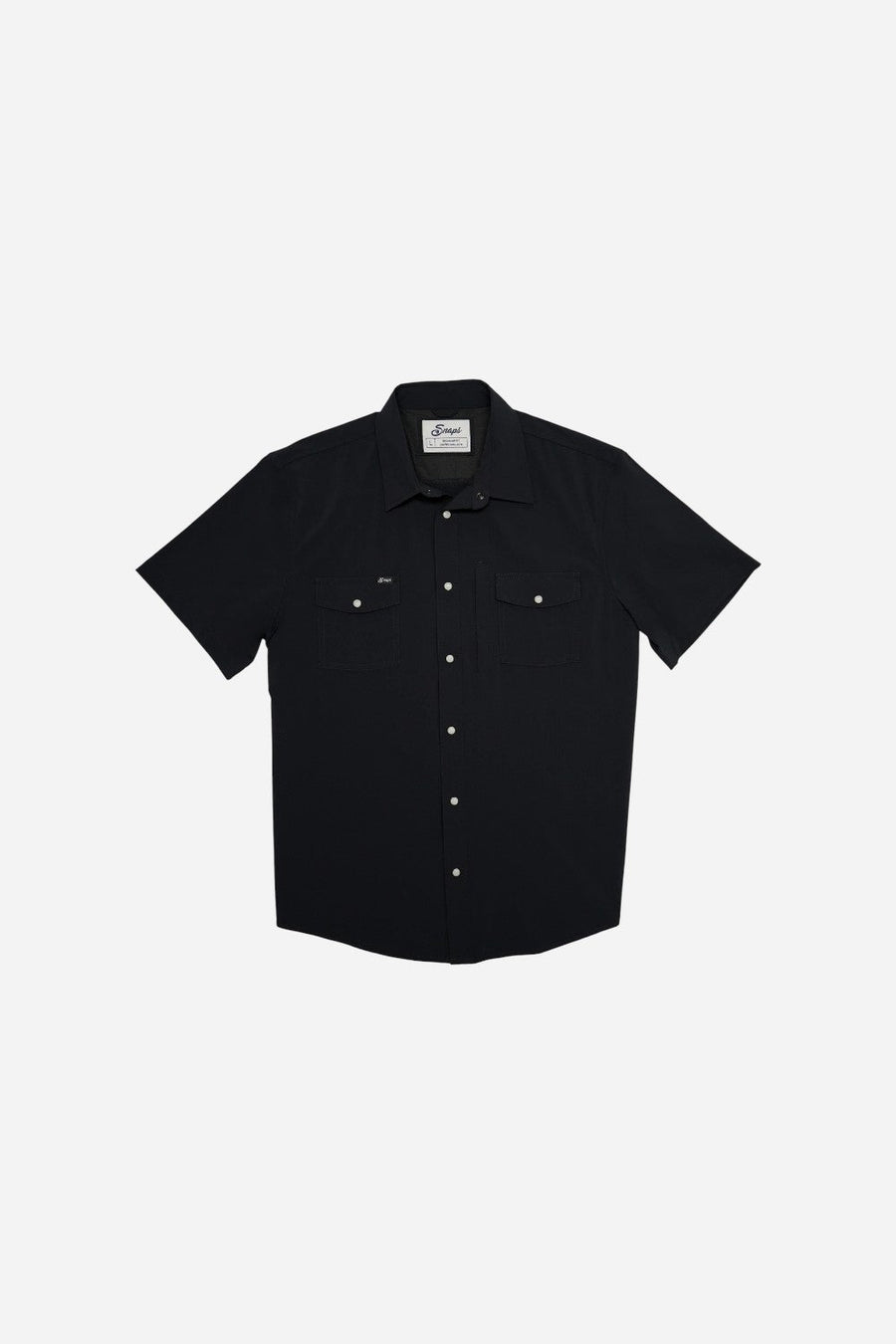 Snaps Clothing Inc. Traveler Short Sleeve in Black – front view