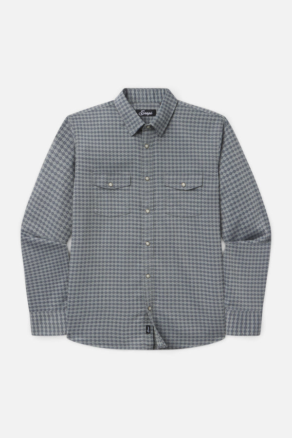 Snaps Rambler Vintage Gingham Pearl Snap Shirt in Blue