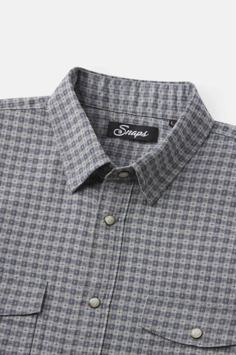 Snaps Rambler Vintage Gingham Pearl Snap Shirt in Blue – side view