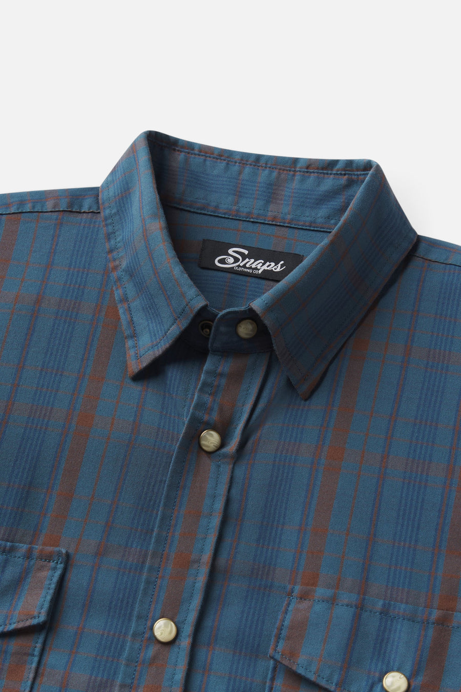 Snaps Rambler Windowpane Pearl Snap Shirt in Stargazer – collar detail