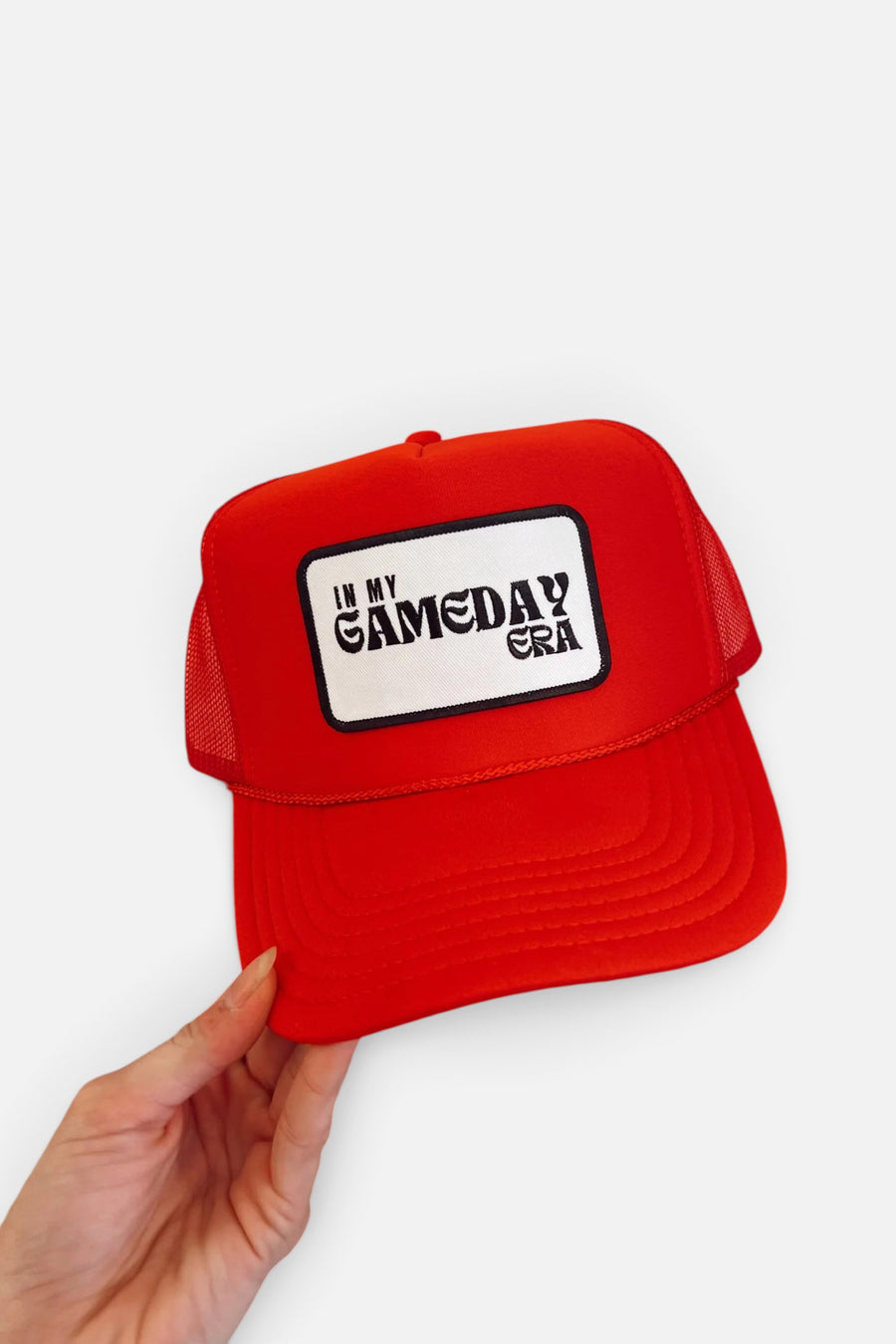 Social Statement In My Gameday Era Trucker Hat in Red/White – front view