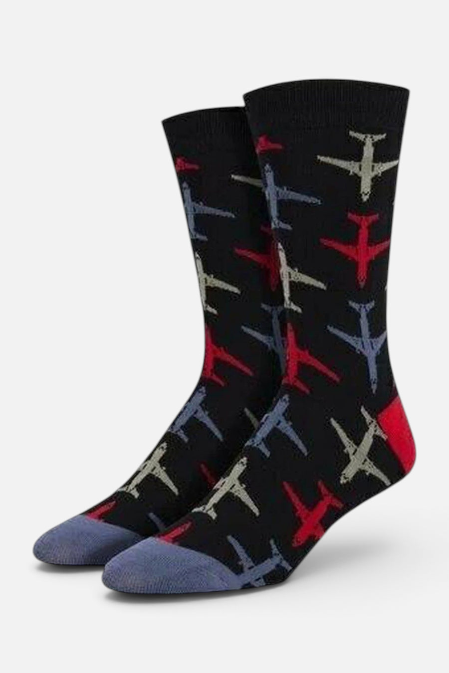 Socksmith Bamboo Airplanes Socks In Black – front view