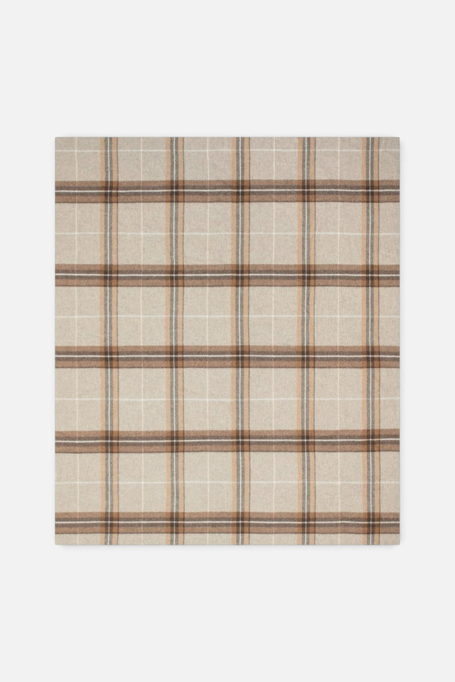 Sofia Toscano Fara Tartan Recycled Wool Throw in Beige Check – flat lay