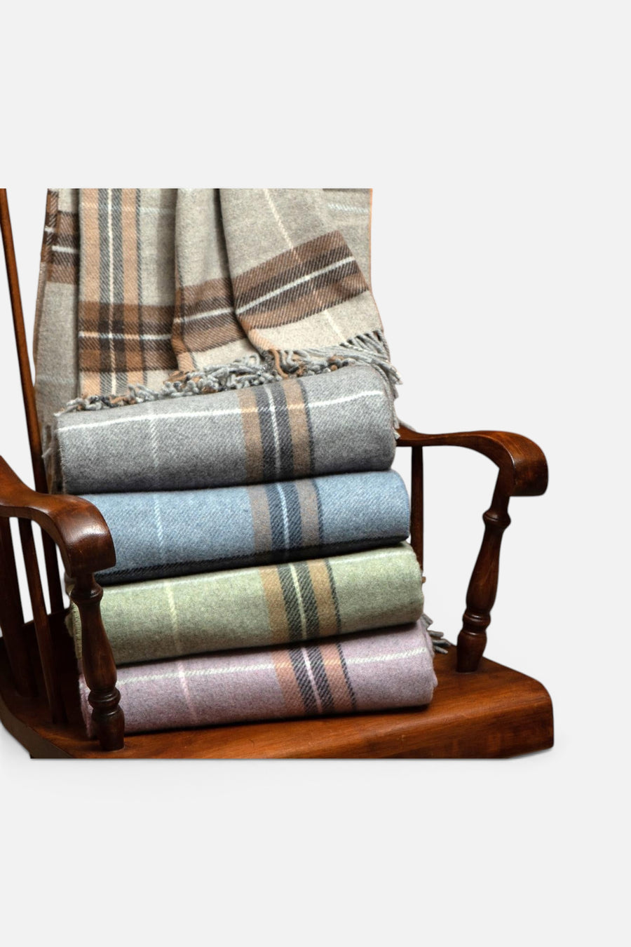 Sofia Toscano Fara Tartan Recycled Wool Throw in Green Check – alternate