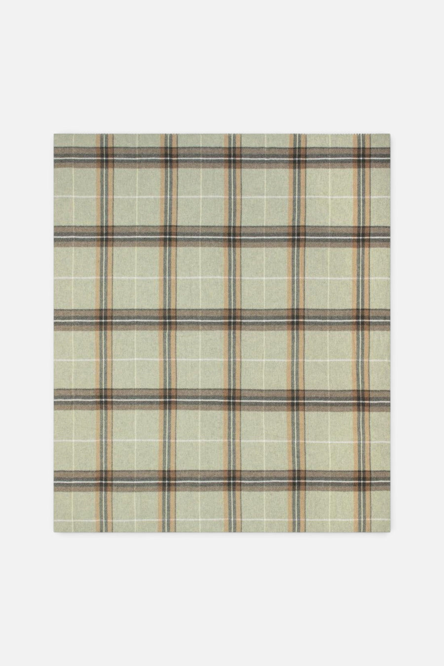 Sofia Toscano Fara Tartan Recycled Wool Throw in Green Check – flat lay