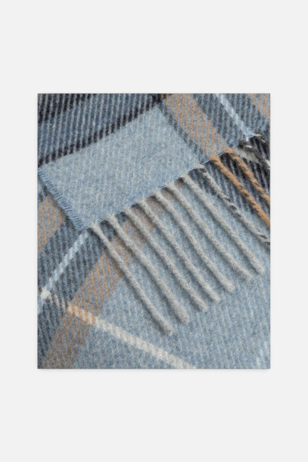 Sofia Toscano Fara Tartan Recycled Wool Throw in Light Blue Check