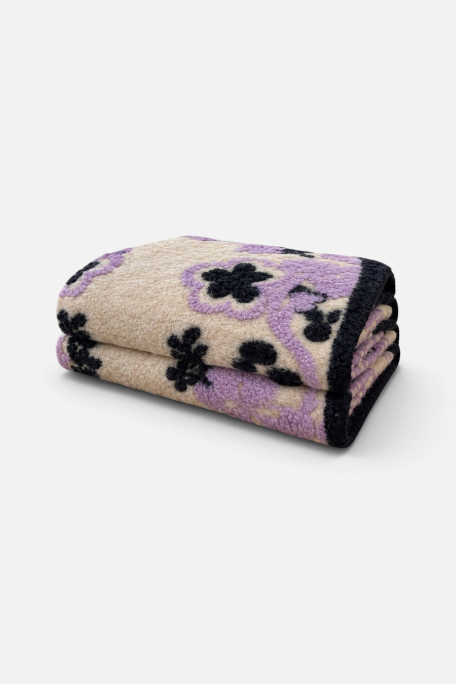 Sofia Toscano Pansy Boiled Wool Blanket in Lilac – alternate