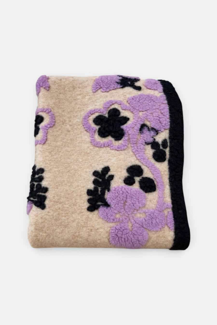 Sofia Toscano Pansy Boiled Wool Blanket in Lilac – detail