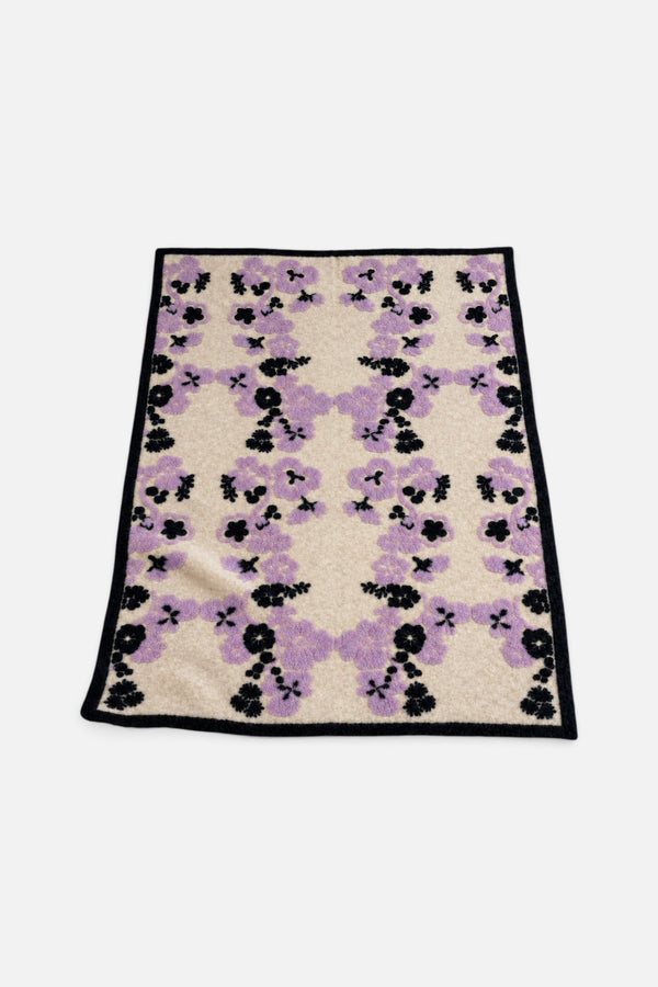Sofia Toscano Pansy Boiled Wool Blanket in Lilac