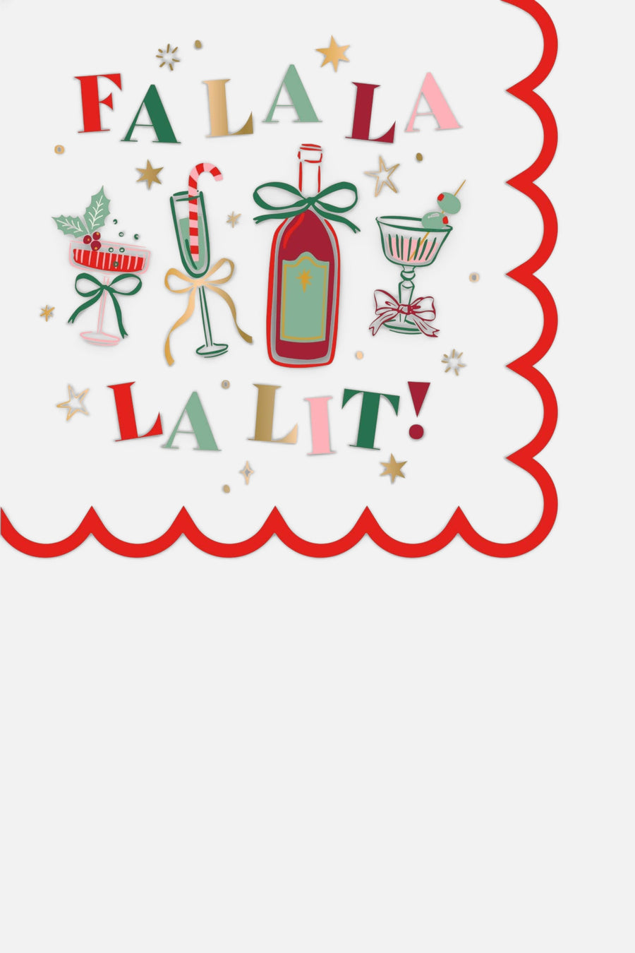 Soiree-Sisters Fa La La Lit Scallop Foil Cocktail Napkins – front view
