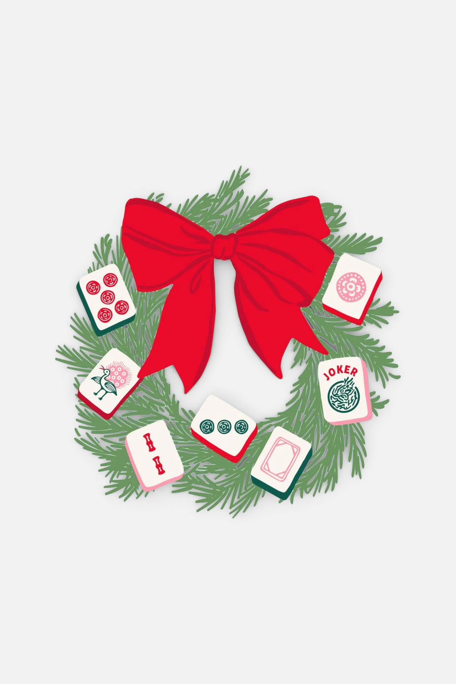 Soiree-Sisters Mahjong Wreath Holiday Cocktail Napkins – front view