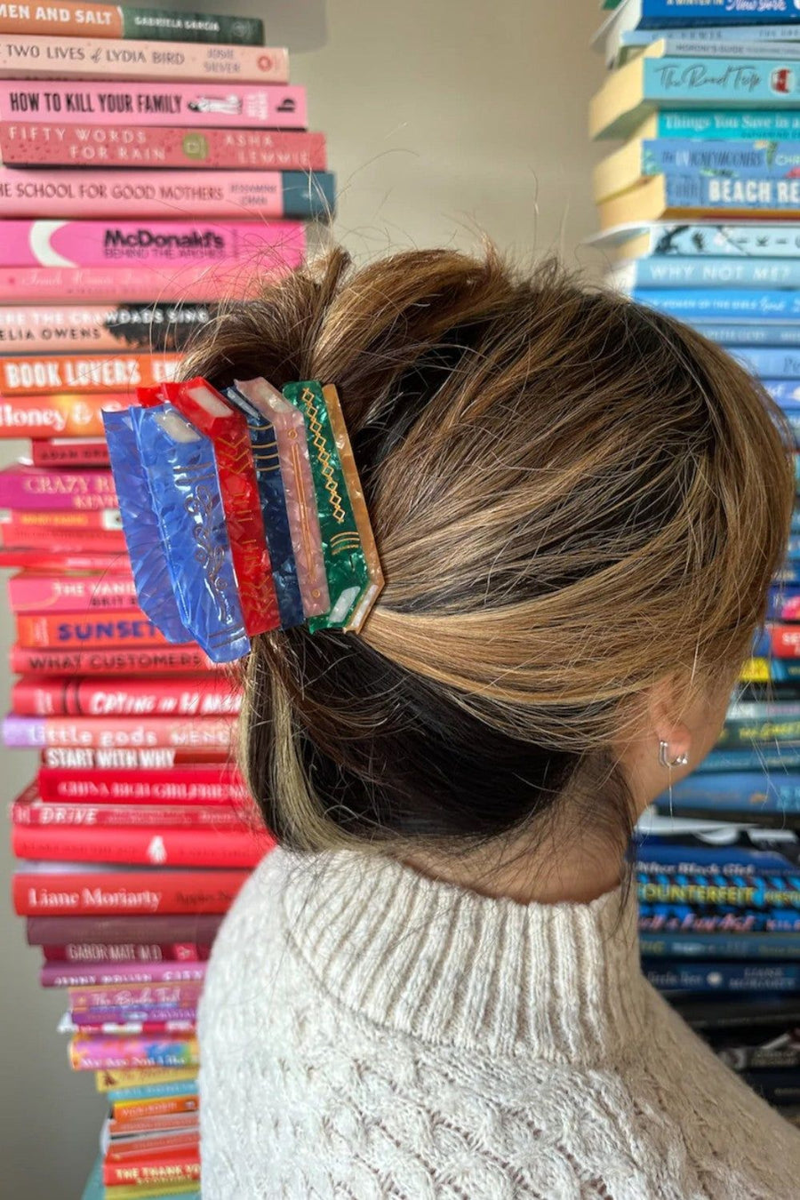 Solar Eclipse Book Stack Claw Clip – back view