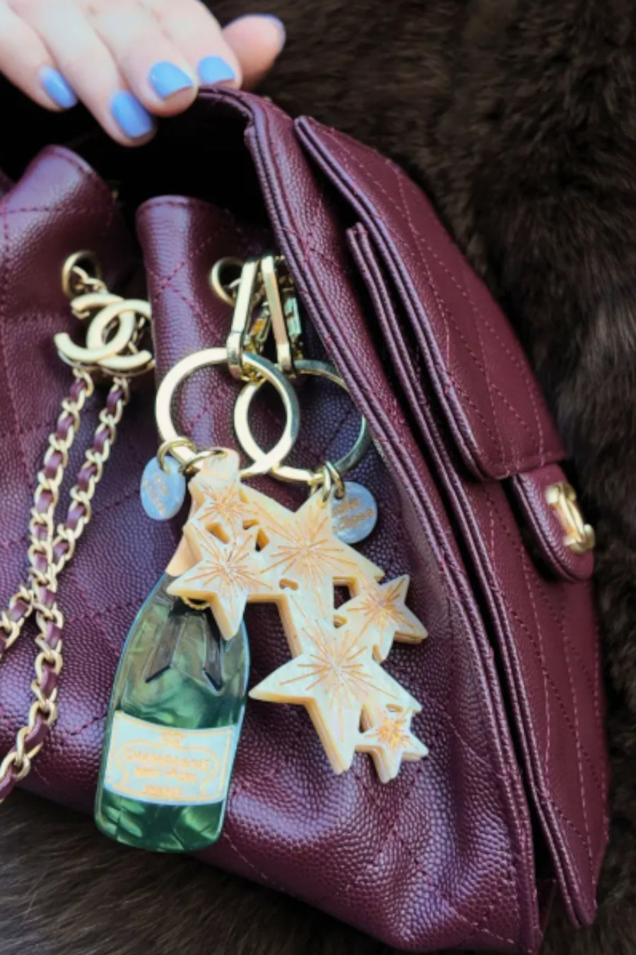 Solar Eclipse Champagne Keychain – back view