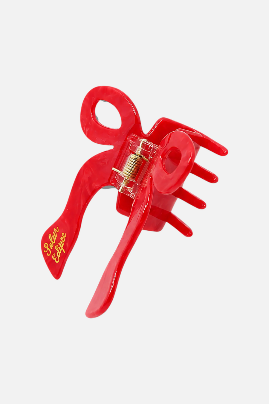 Solar Eclipse Coquette Bow Claw Clip in Red – front view