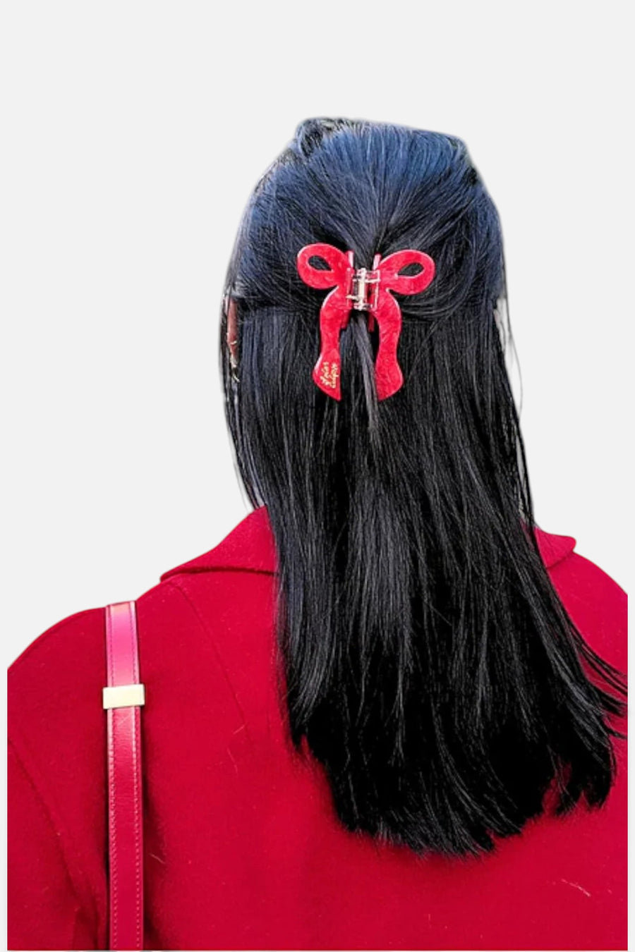 Solar Eclipse Coquette Bow Claw Clip in Red – side view