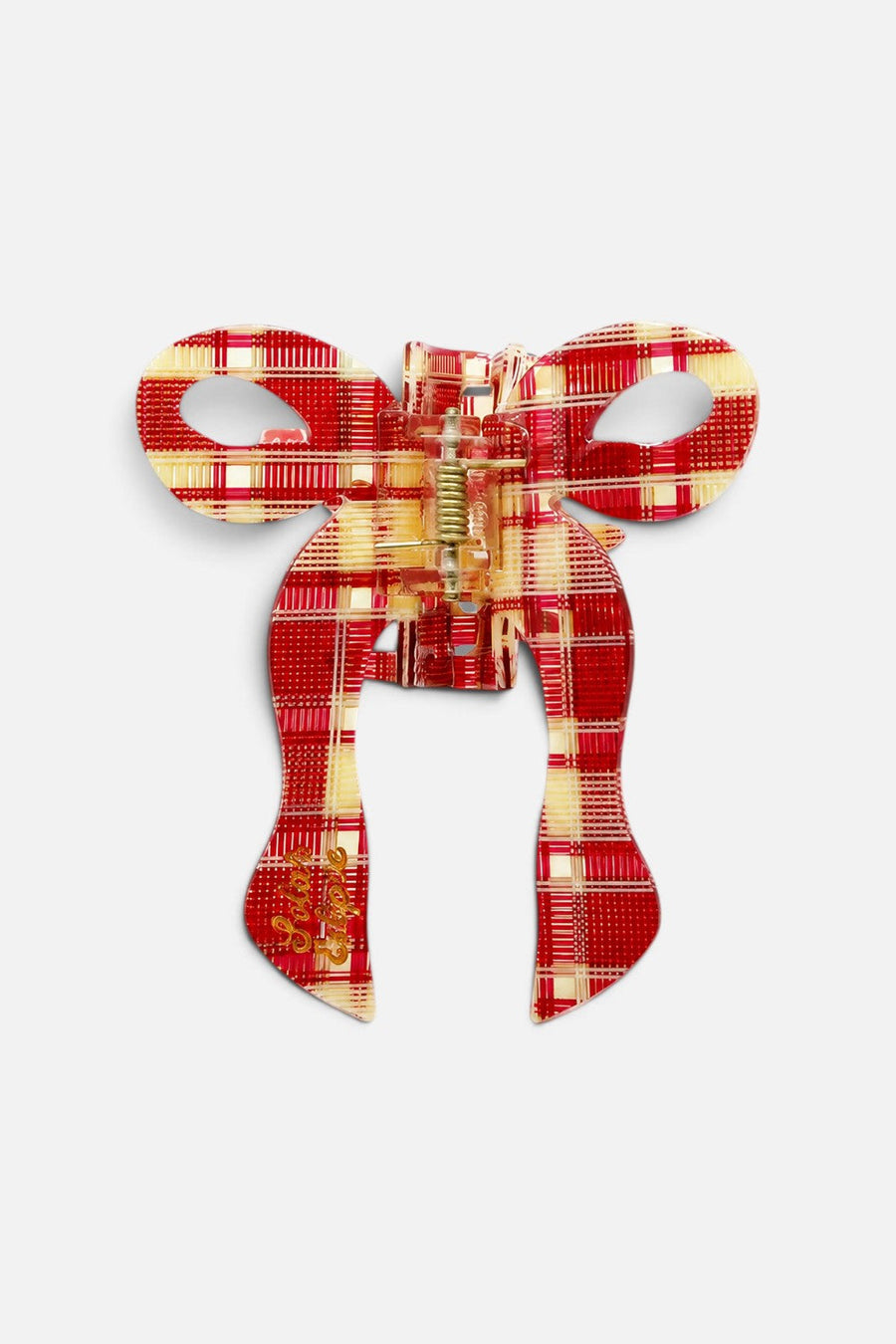 Solar Eclipse Coquette Bow Red Plaid Claw Clip – front view