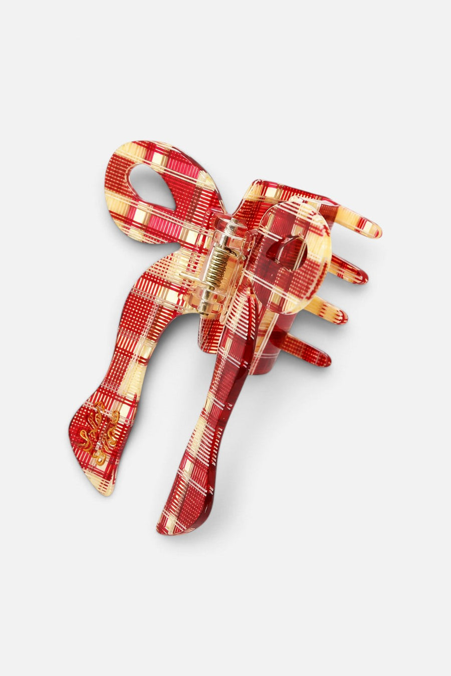 Solar Eclipse Coquette Bow Red Plaid Claw Clip – side view