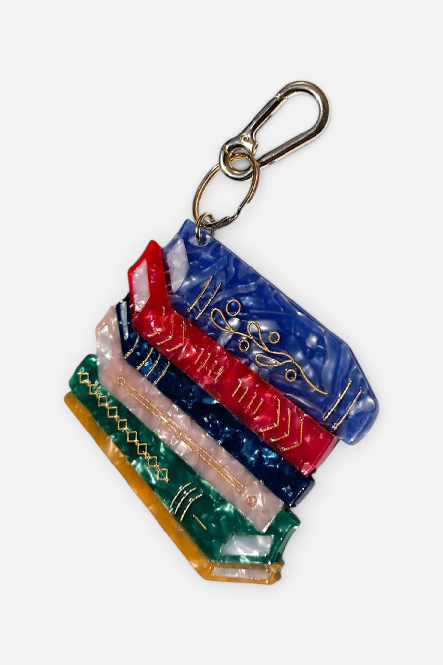 Solar Eclipse Hand-Painted Book Stack Bag Charm and Keychain – front view