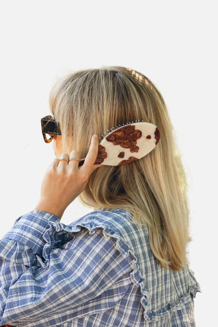 Solar Eclipse Hand-painted Cowhide Amazing Hair Day Brush – detail