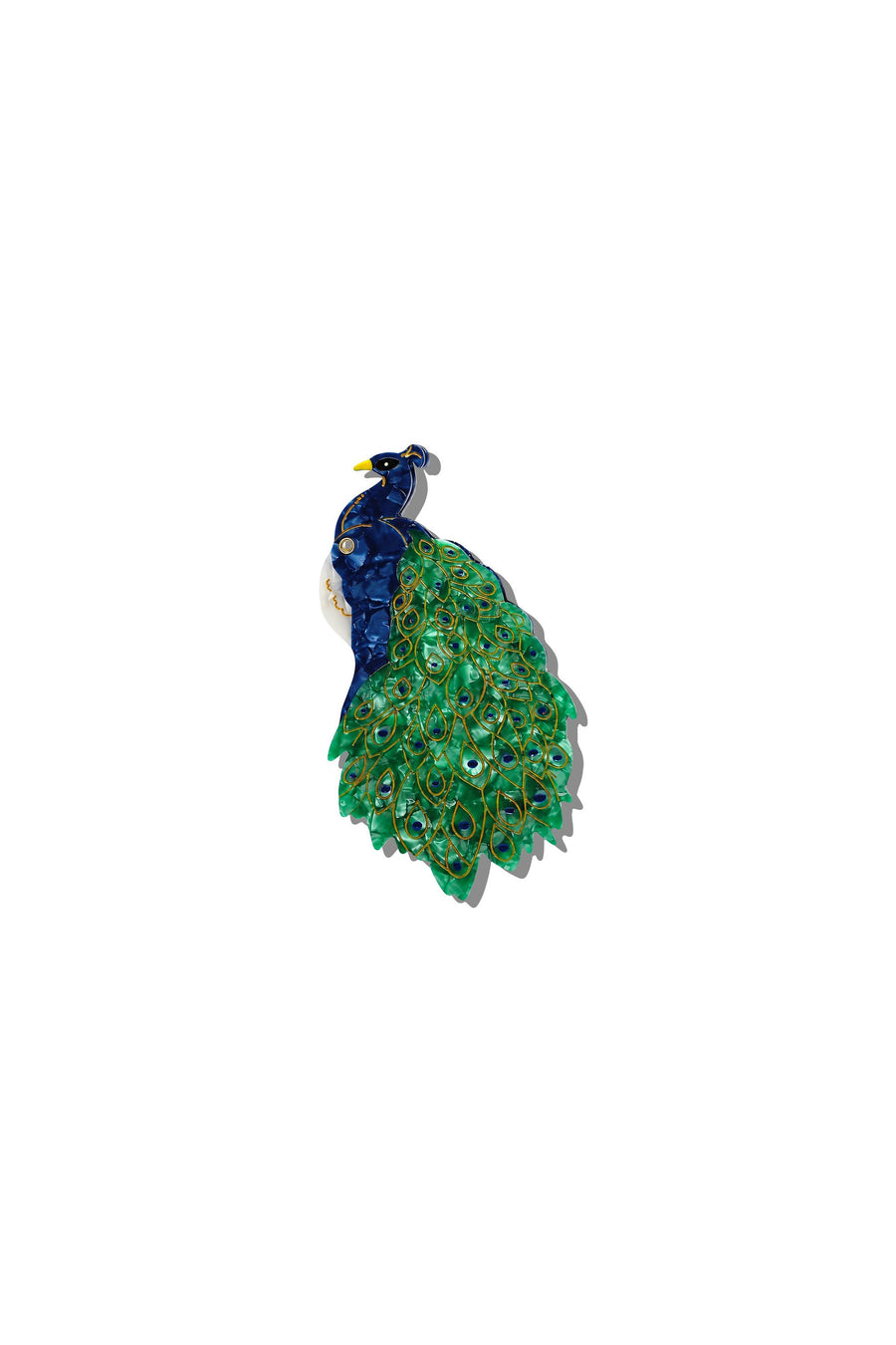 Solar Eclipse Hand-painted Mini Peacock Claw Hair Clip – front view