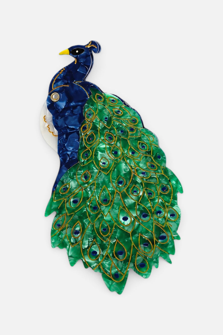 Solar Eclipse Hand-painted Mini Peacock Claw Hair Clip – front view