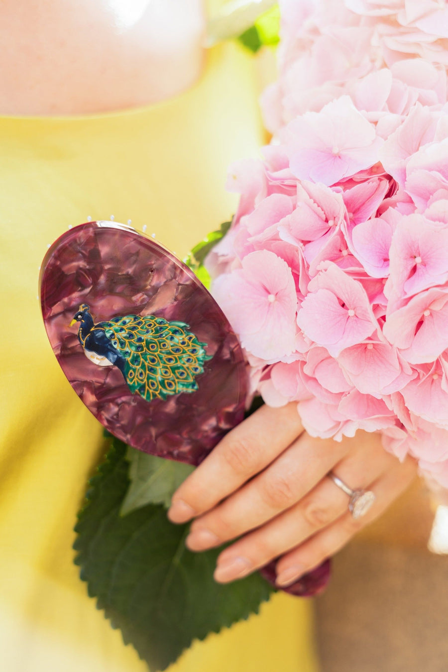 Solar Eclipse Hand-painted Peacock Amazing Hair Day Brush – detail
