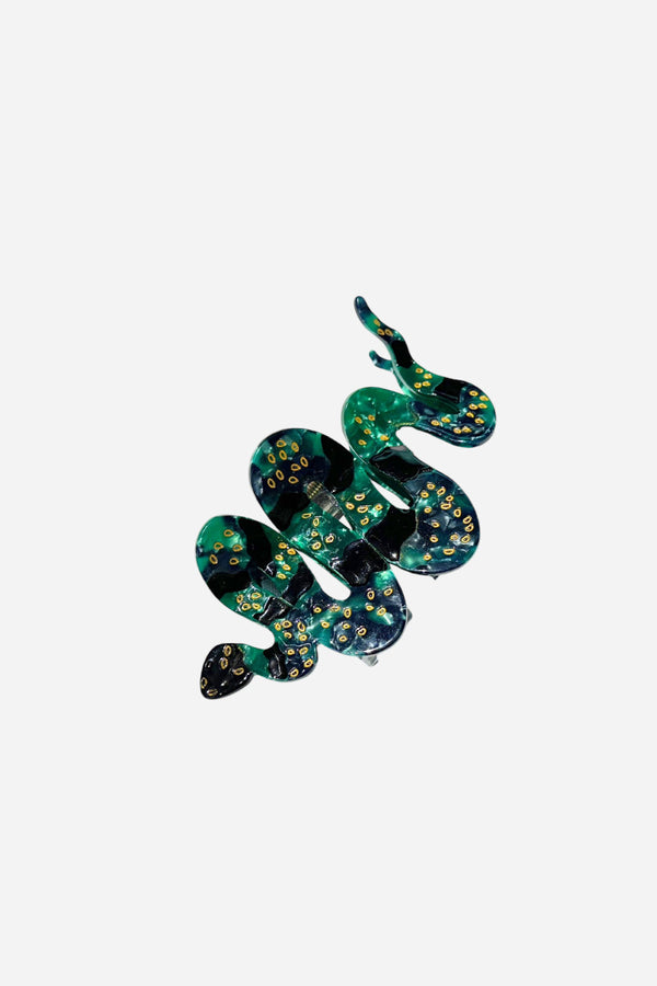 Solar Eclipse Hand-painted Snake Claw Hair Clip in Green