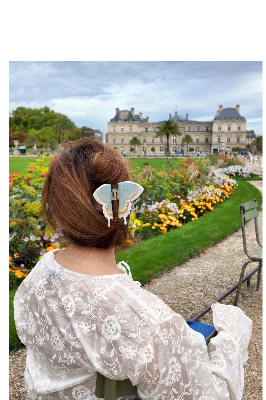 Solar Eclipse Hand-Painted Swallowtail Butterfly Claw Hair Clip – back view