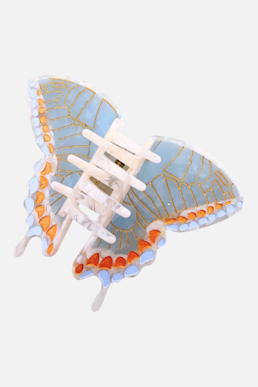 Solar Eclipse Hand-Painted Swallowtail Butterfly Claw Hair Clip – side view