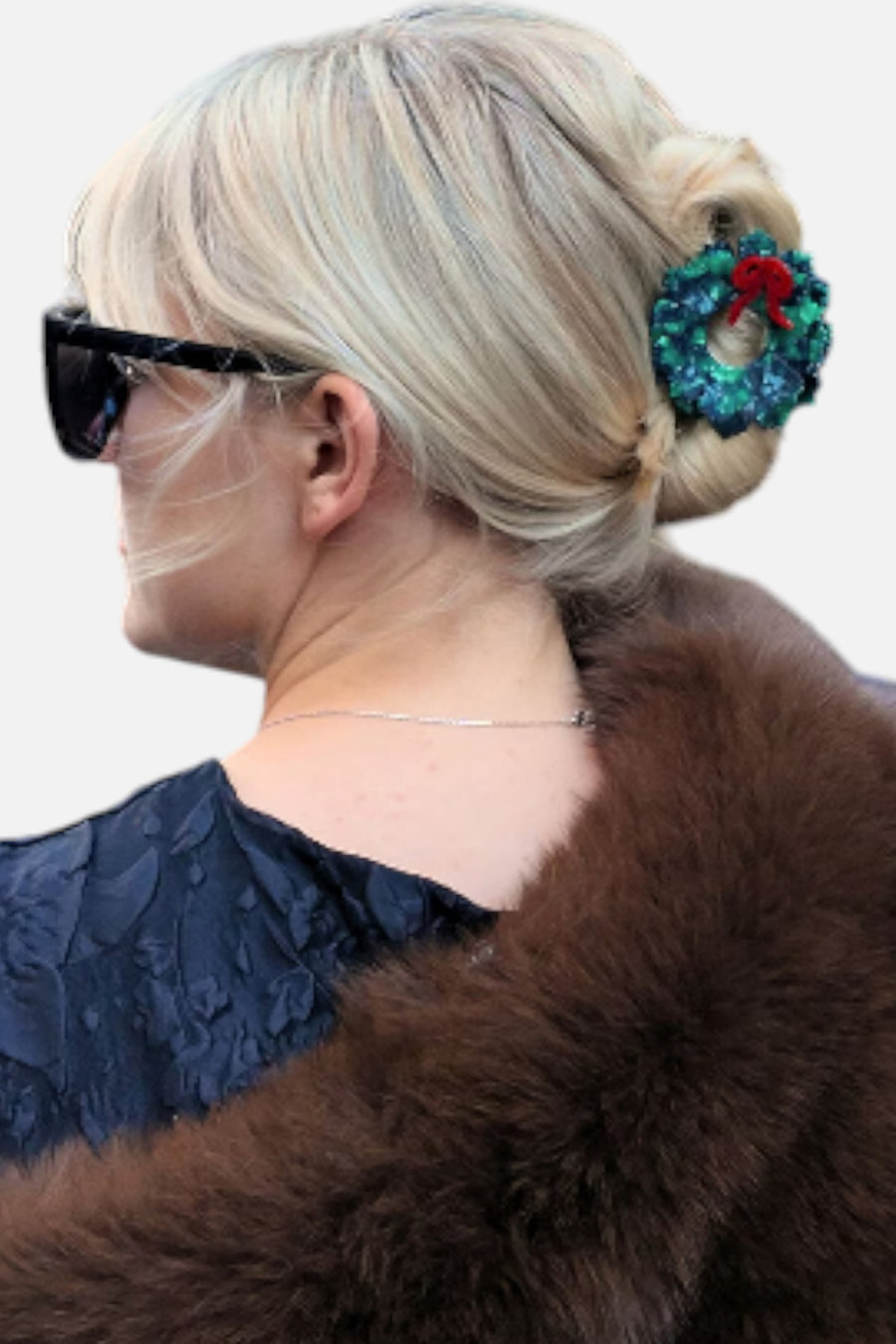 Solar Eclipse Hand Painted Wreath Hair Claw Clip – back view