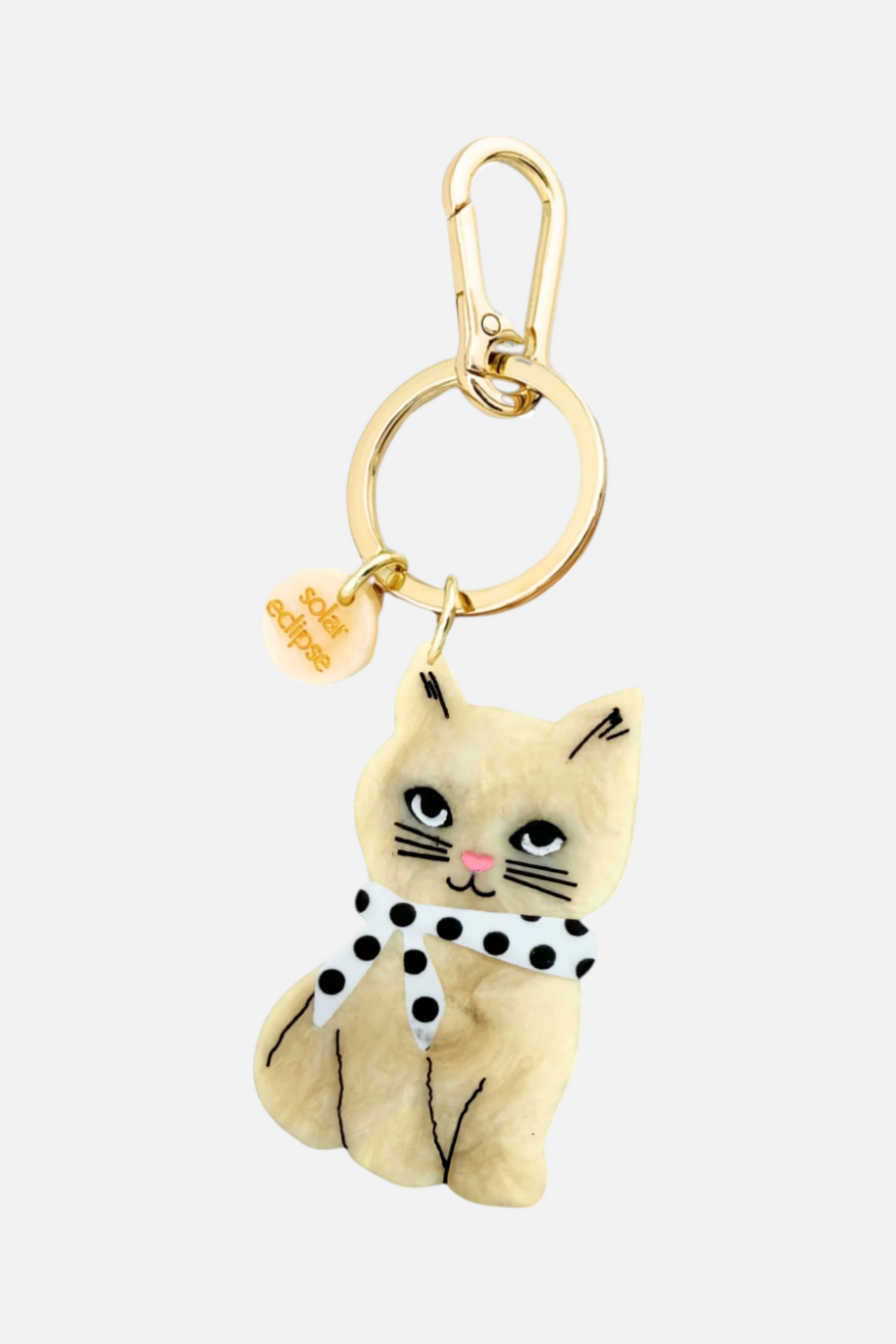 Solar Eclipse Kitten Scarf Keychain – front view