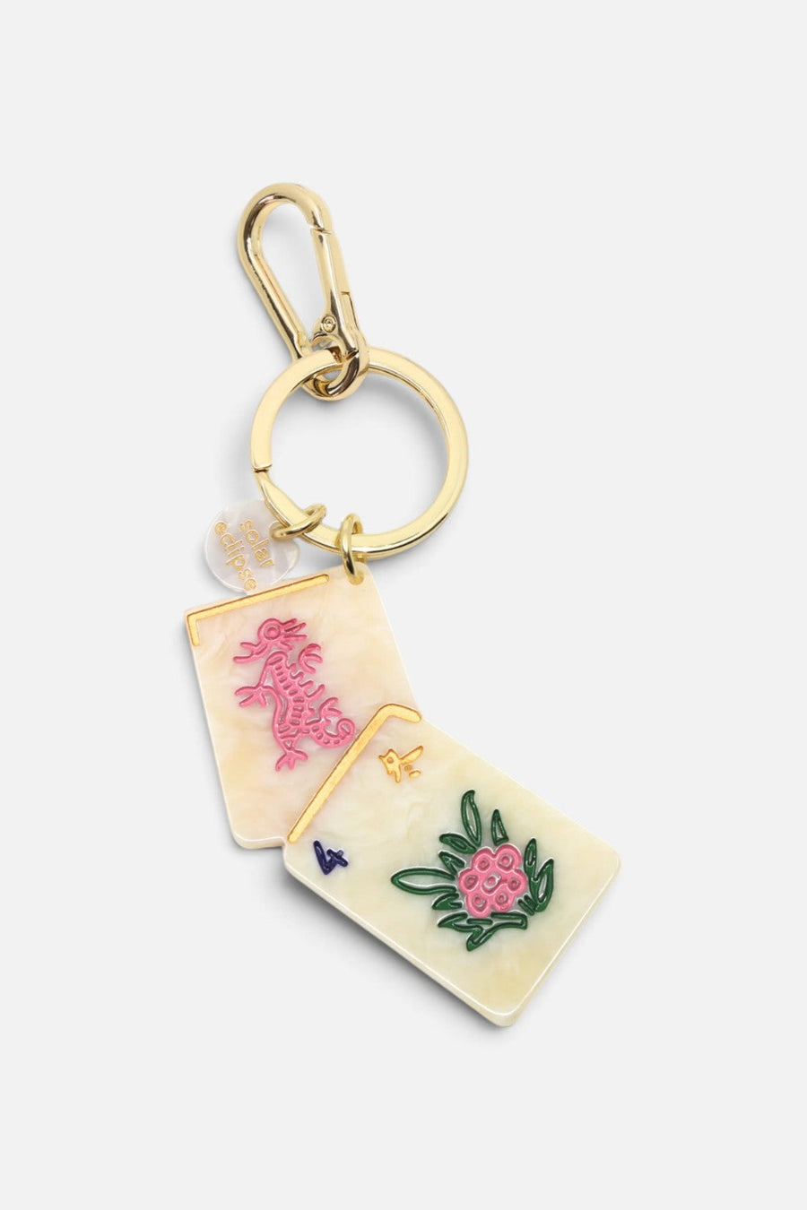 Solar Eclipse Mahjong Flower Bag Charm – front view