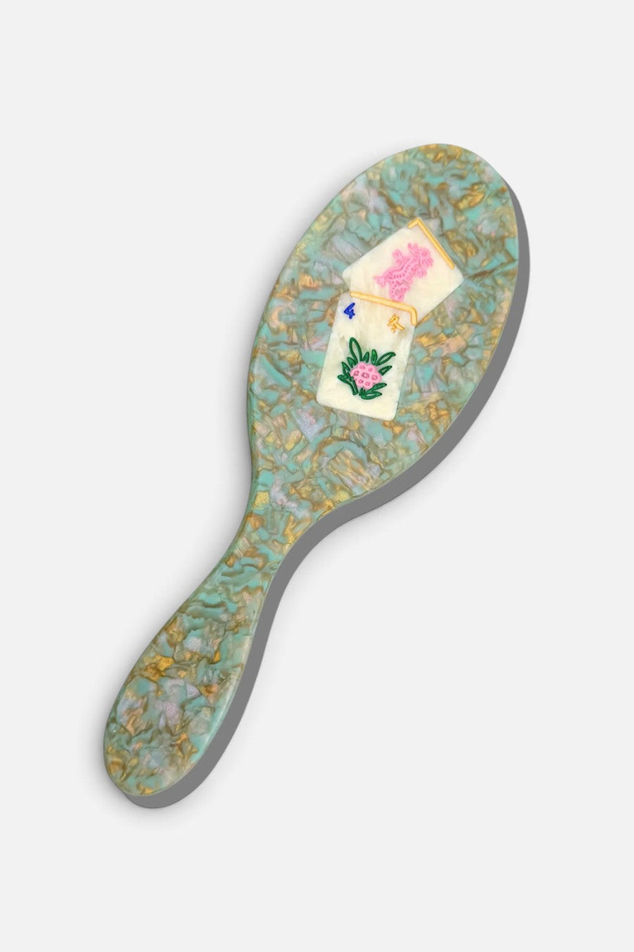 Solar Eclipse Mahjong Flower Hair Brush – front view