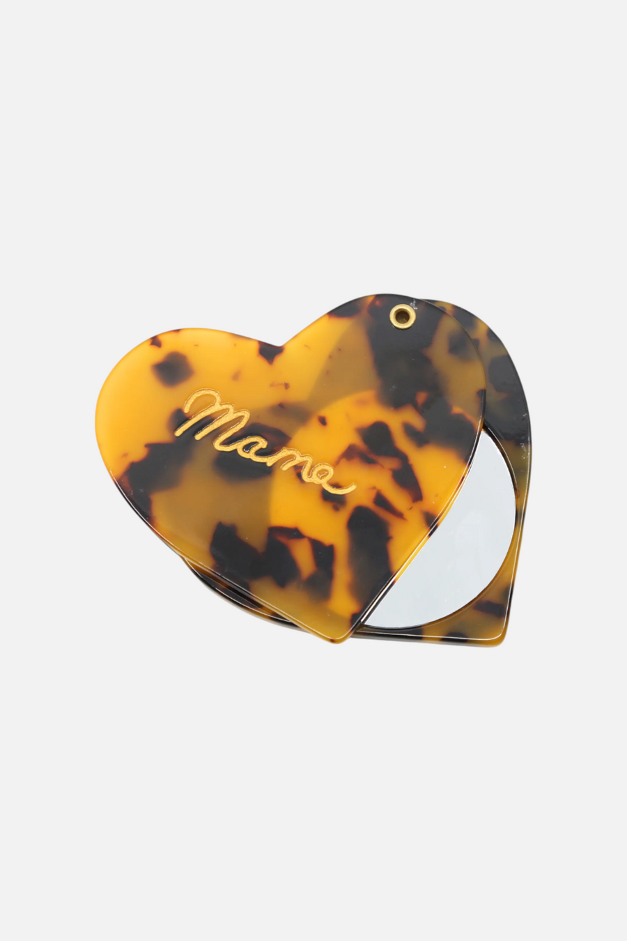 Solar Eclipse Mama Heart Tort Compact Mirror in Tortoise – front view