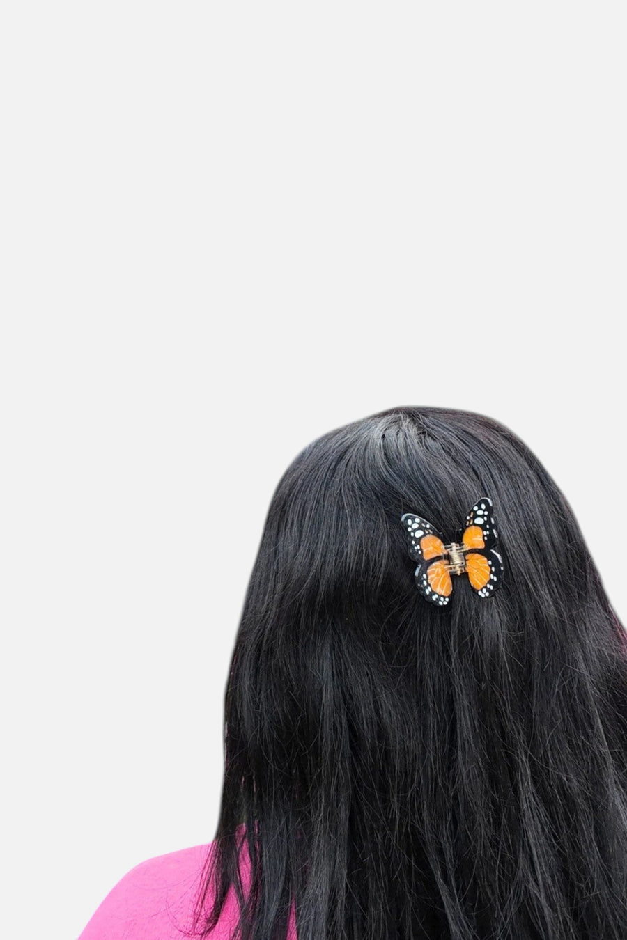 Solar Eclipse Mini Monarch Orange Butterfly Hair Clip – flat lay