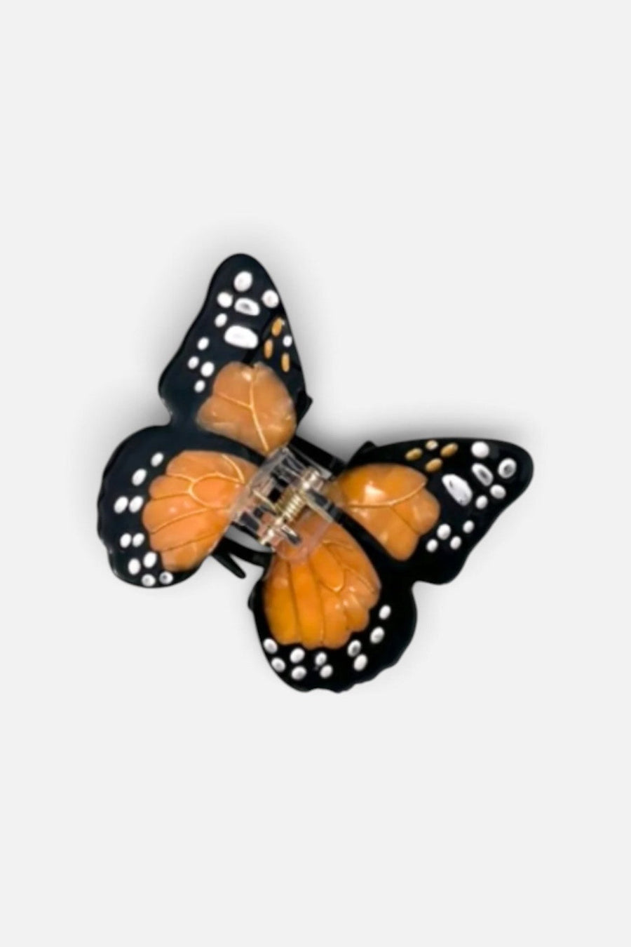 Solar Eclipse Mini Monarch Orange Butterfly Hair Clip – front view