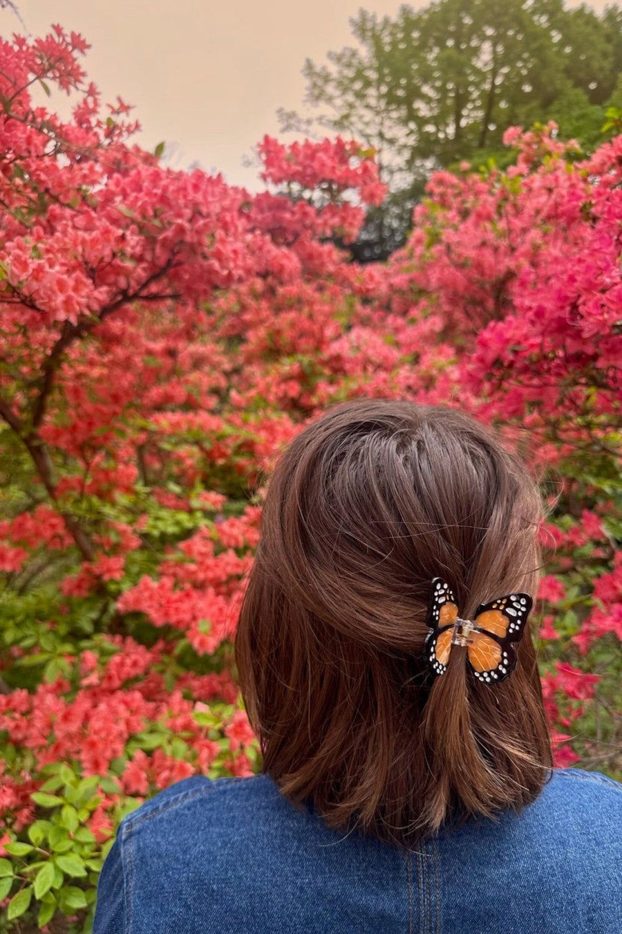 Solar Eclipse Mini Monarch Orange Butterfly Hair Clip – side view