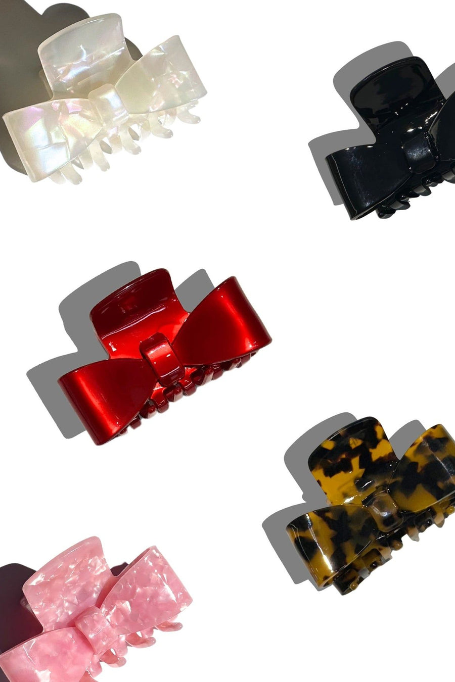 Solar Eclipse Red Classic Bow Acetate Claw Hair Clip – side view