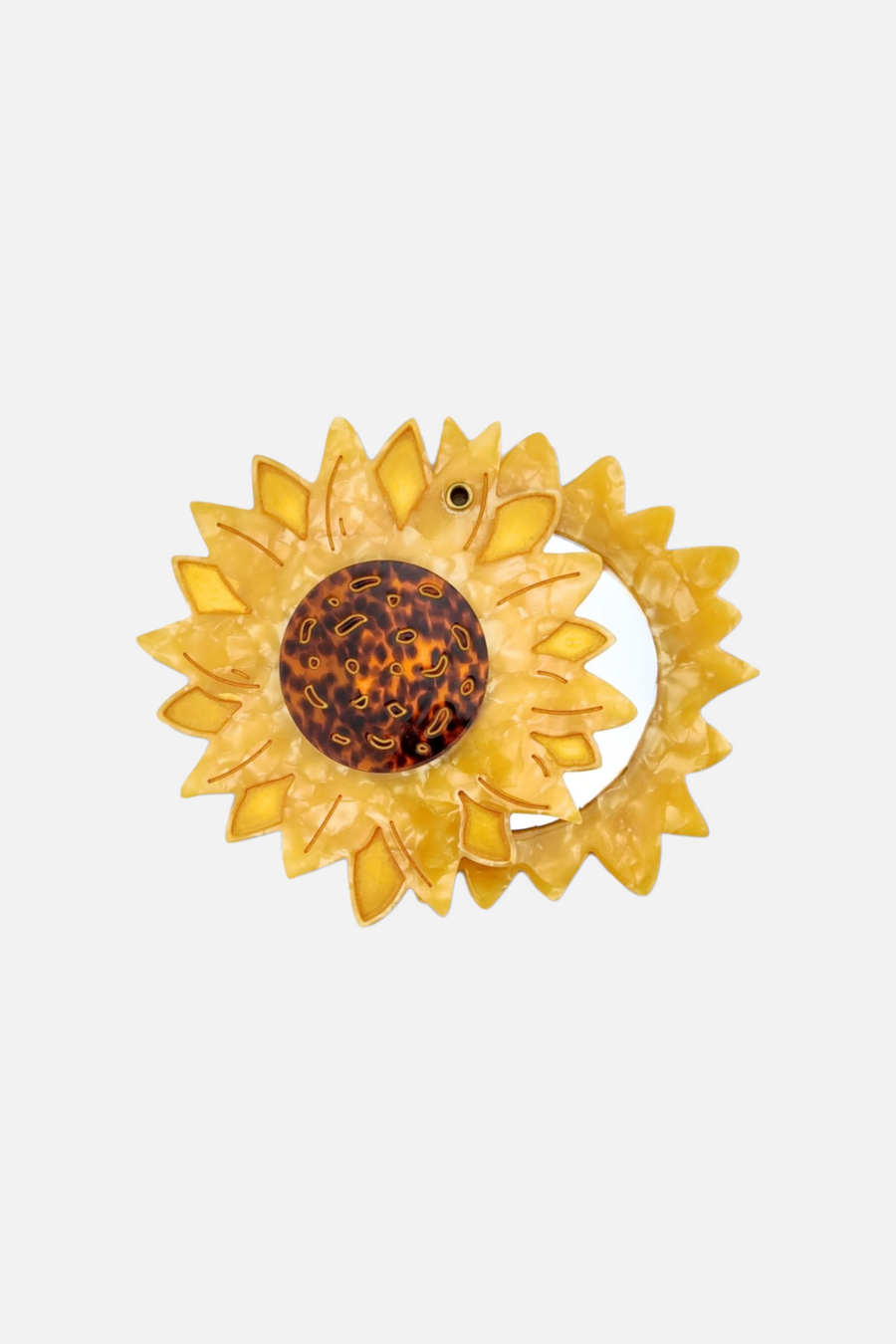 Solar Eclipse Sunflower Compact Mirror – front view