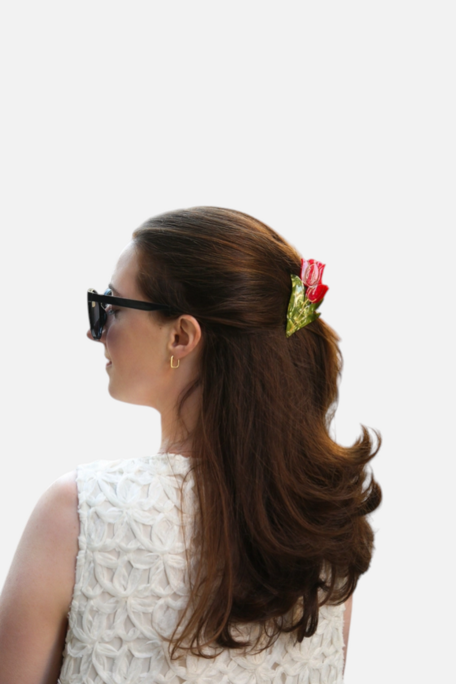Solar Eclipse Tulips Red Claw Clip – back view