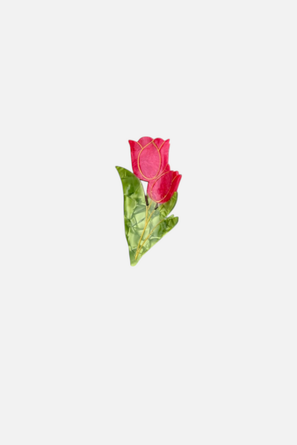 Solar Eclipse Tulips Red Claw Clip