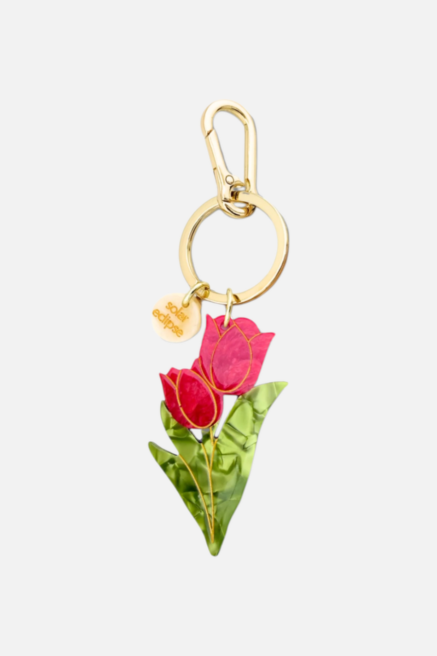 Solar Eclipse Tulips Red Keychain – front view