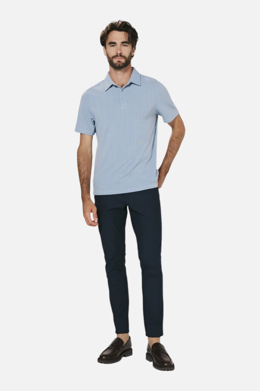 7 Diamonds Men's Solaro Polo in Dusty Blue