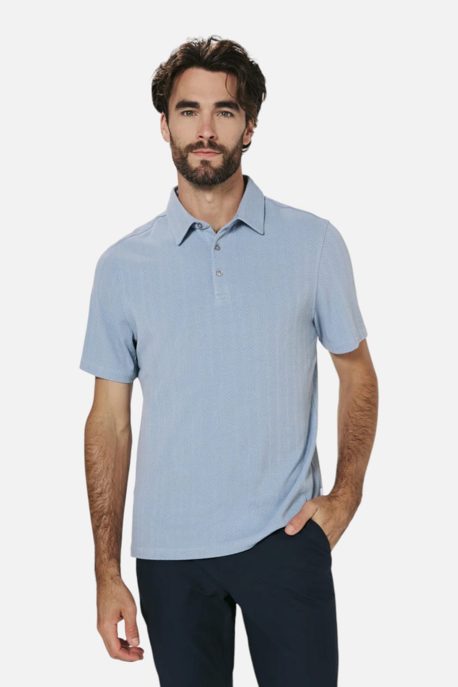 7 Diamonds Men's Solaro Polo in Dusty Blue
