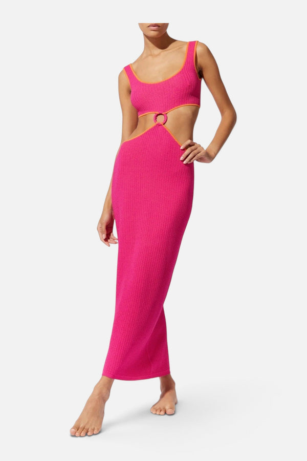 Solid & Striped The Bailey Tech Mesh Dress in Shocking Pink