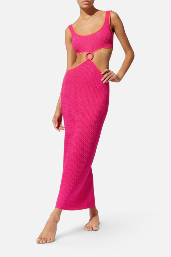 Solid & Striped The Bailey Tech Mesh Dress in Shocking Pink