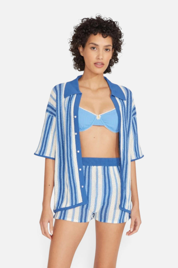 Solid & Striped The Dahlia Top in Marina Blue Stripe