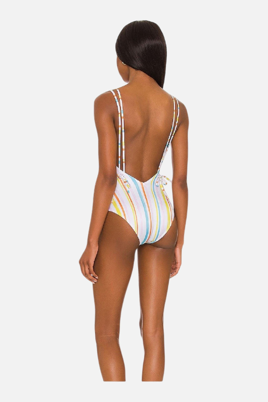 Solid & Striped The Lynn in Watercolor Stripe – on model