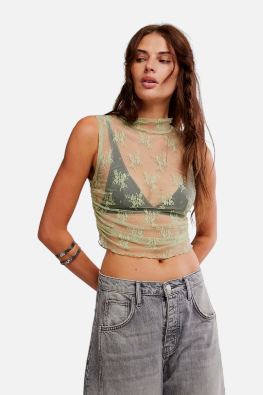 Free People Solid Nice Try Muscle Tank in Fresh Green
