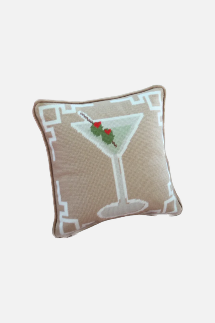 Sothern Decorative Martini Needlepoint Pillow – front view